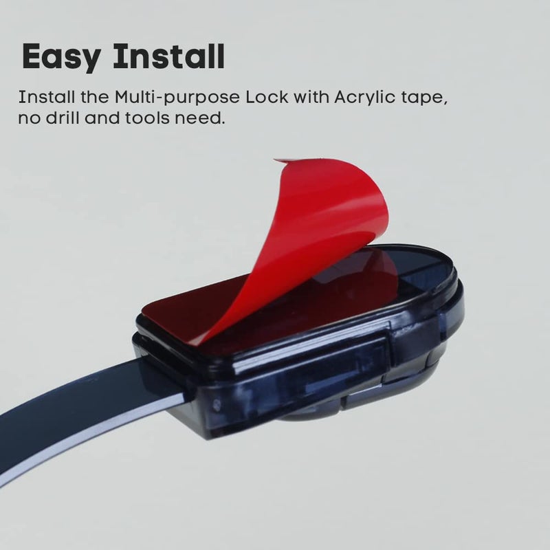 Eudemon 3 Pack Child Safety Locks, Childproof Strap Locks for Drawers, Fridges, Toilets, Cupboards, Ovens, Cabinets, Multi Use Baby Cabinet Latches, Easy to Install, No Drilling (Clear-Black) - Image 5